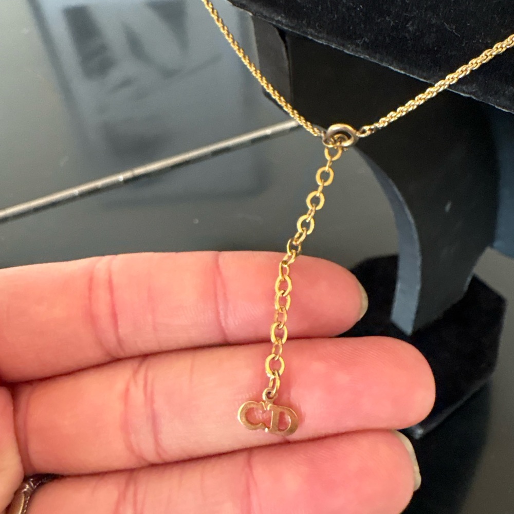Dior Gold Tone CD Logo Pendant Necklace - Picture 7 of 11